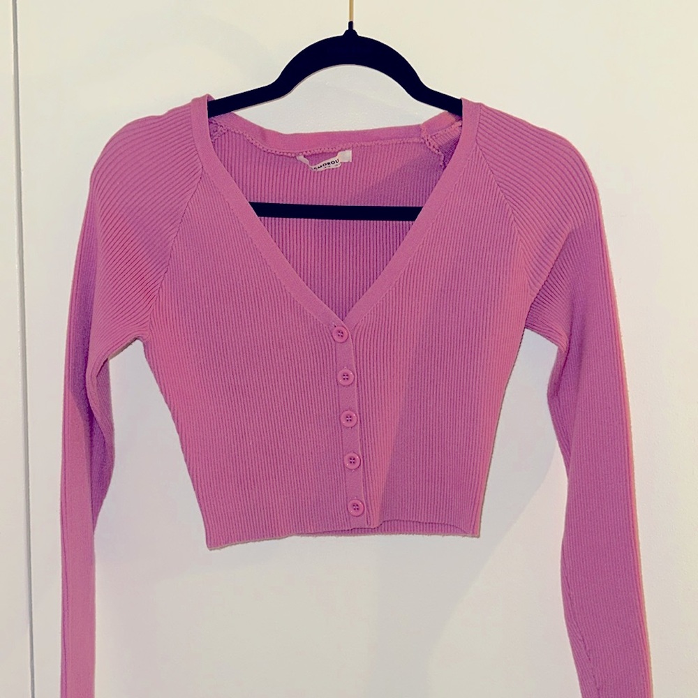 Button Ribbed Top in Pink